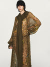 INTO THE EAST 25 Autumn/Winter Lotus Collar Silk Print Ribbon Dress ITE-E1DGAW016GR21DS-LV Green